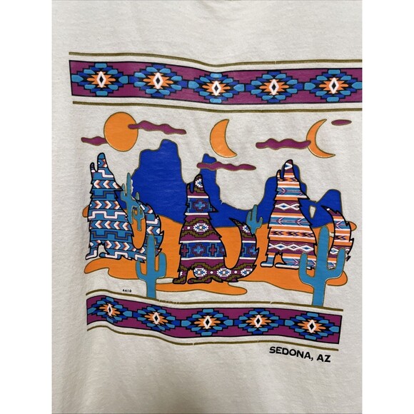 Vintage Sedona Arizona T Shirt Men's Large Orange 100% Cotton Short Sleeve - Picture 1 of 7